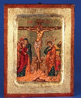 The Crucifixion - Hand Painted - GOLD LEAF - Beautiful Catholic Gifts