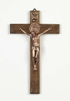 St. Benedict Cross - 10" Nut Wood - Beautiful Catholic Gifts